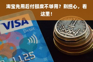 淘宝先用后付额度不够用？别担心，看这里！
