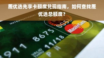 鹿优选先享卡额度兑现指南，如何查找鹿优选总额度？