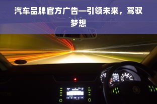 汽车品牌官方广告—引领未来，驾驭梦想