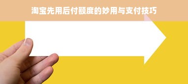 淘宝先用后付额度的妙用与支付技巧