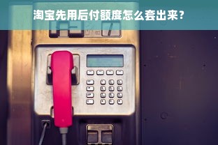 淘宝先用后付额度怎么套出来？