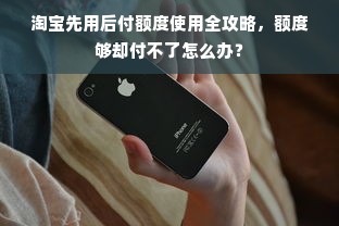 淘宝先用后付额度使用全攻略，额度够却付不了怎么办？