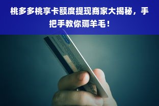 桃多多桃享卡额度提现商家大揭秘，手把手教你薅羊毛！