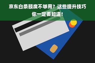 京东白条额度不够用？这些提升技巧你一定要知道！