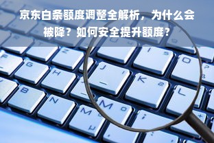 京东白条额度调整全解析，为什么会被降？如何安全提升额度？