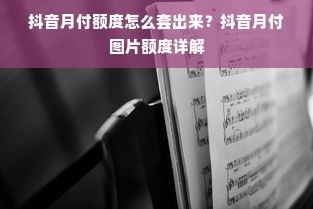 抖音月付额度怎么套出来？抖音月付图片额度详解