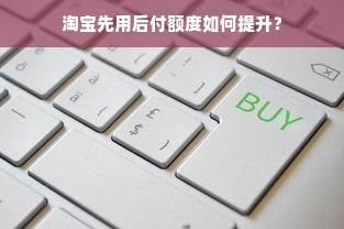 淘宝先用后付额度如何提升？