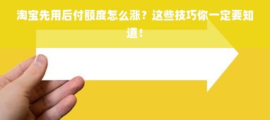 淘宝先用后付额度怎么涨？这些技巧你一定要知道！