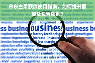 京东白条额度使用指南，如何提升额度及设置限制？