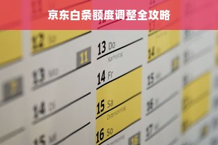 京东白条额度调整全攻略