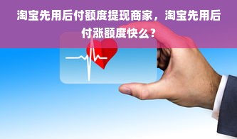 淘宝先用后付额度提现商家，淘宝先用后付涨额度快么？