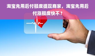 淘宝先用后付额度提现商家，淘宝先用后付涨额度快不？