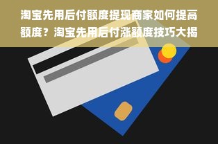 淘宝先用后付额度提现商家如何提高额度？淘宝先用后付涨额度技巧大揭秘！