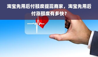 淘宝先用后付额度提现商家，淘宝先用后付涨额度有多快？