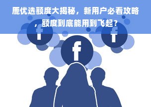 鹿优选额度大揭秘，新用户必看攻略，额度到底能用到飞起？