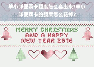 羊小咩便荔卡额度怎么套出来?羊小咩便荔卡的额度怎么花掉？