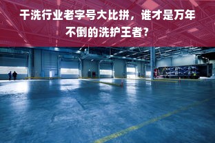 干洗行业老字号大比拼，谁才是万年不倒的洗护王者？