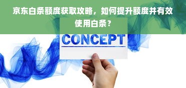 京东白条额度获取攻略，如何提升额度并有效使用白条？