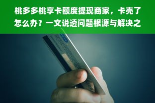 桃多多桃享卡额度提现商家，卡壳了怎么办？一文说透问题根源与解决之道！