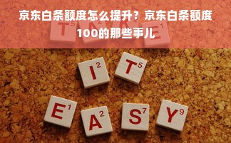 京东白条额度怎么提升？京东白条额度100的那些事儿