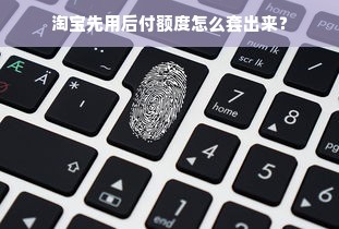 淘宝先用后付额度怎么套出来？