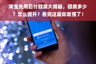 淘宝先用后付额度大揭秘，额度多少？怎么提升？看完这篇你就懂了！