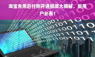 淘宝先用后付刚开通额度大揭秘，新用户必看！