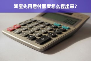 淘宝先用后付额度怎么套出来？