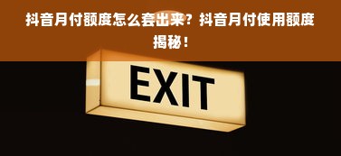 抖音月付额度怎么套出来？抖音月付使用额度揭秘！