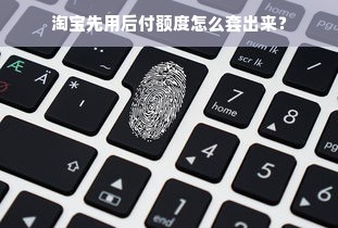 淘宝先用后付额度怎么套出来？