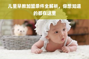 儿童早教加盟条件全解析，你想知道的都在这里
