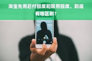 淘宝先用后付额度和限用额度，到底有啥区别？