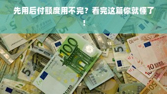 先用后付额度用不完？看完这篇你就懂了！