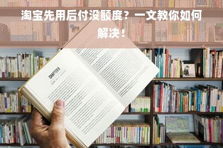 淘宝先用后付没额度？一文教你如何解决！