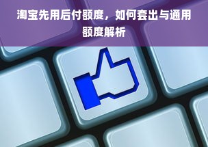 淘宝先用后付额度，如何套出与通用额度解析