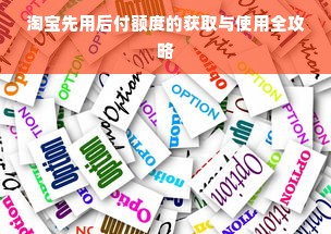 淘宝先用后付额度的获取与使用全攻略