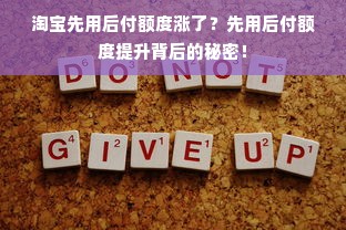 淘宝先用后付额度涨了？先用后付额度提升背后的秘密！