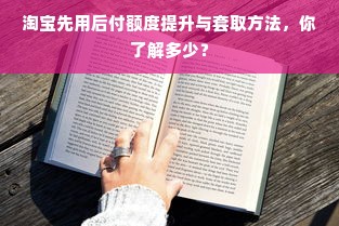 淘宝先用后付额度提升与套取方法，你了解多少？
