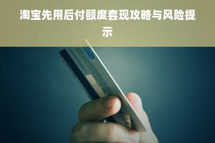 淘宝先用后付额度套现攻略与风险提示