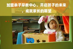 加盟亲子早教中心，开启孩子的未来，成就家长的期望