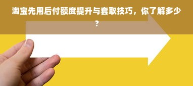 淘宝先用后付额度提升与套取技巧，你了解多少？