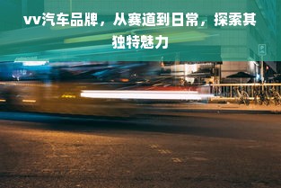vv汽车品牌，从赛道到日常，探索其独特魅力