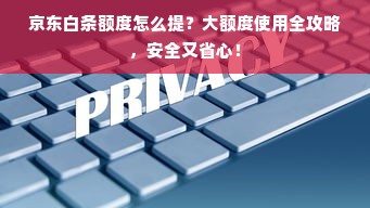京东白条额度怎么提？大额度使用全攻略，安全又省心！