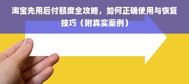 淘宝先用后付额度全攻略，如何正确使用与恢复技巧（附真实案例）