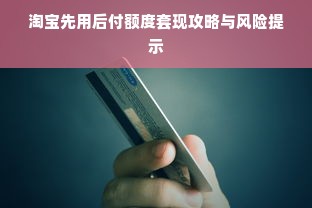 淘宝先用后付额度套现攻略与风险提示