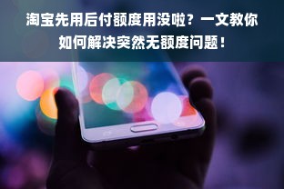 淘宝先用后付额度用没啦？一文教你如何解决突然无额度问题！