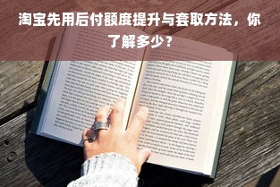 淘宝先用后付额度提升与套取方法，你了解多少？