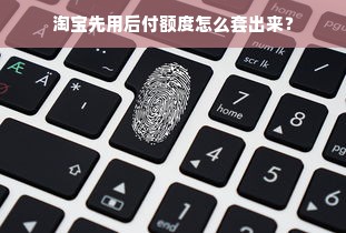 淘宝先用后付额度怎么套出来？