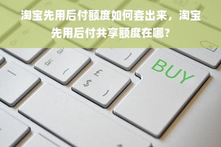 淘宝先用后付额度如何套出来，淘宝先用后付共享额度在哪？