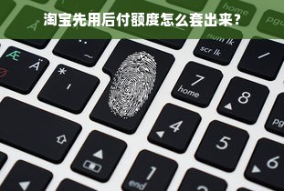 淘宝先用后付额度怎么套出来？
